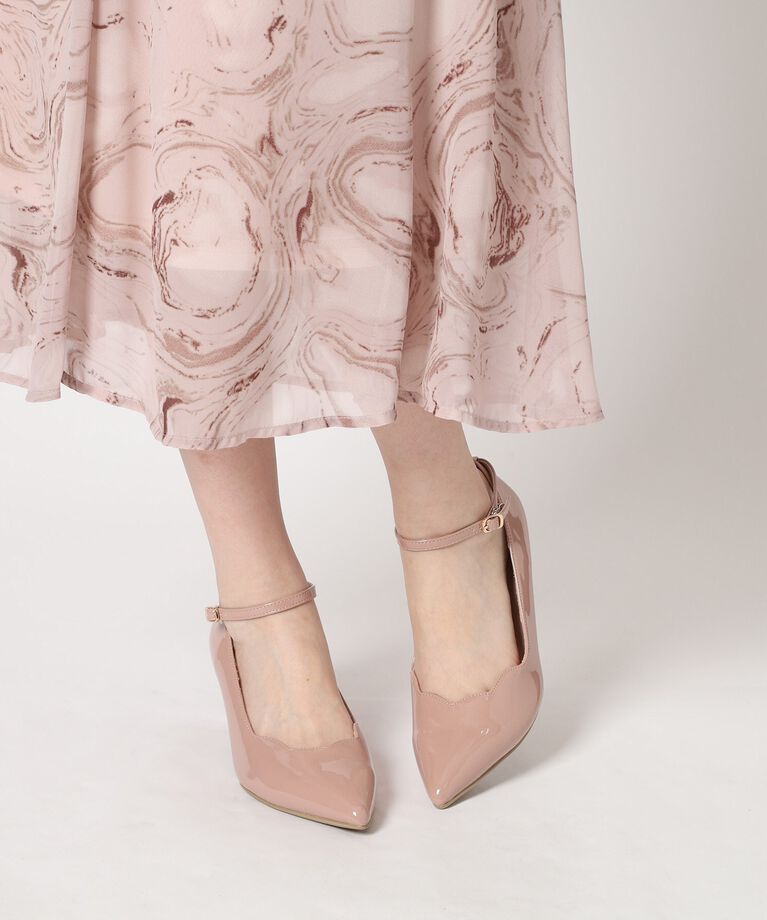 ESPERANZA「スカラップストラップミドルヒールパンプス【ESPERANZA＿blanca】」|パンプス|