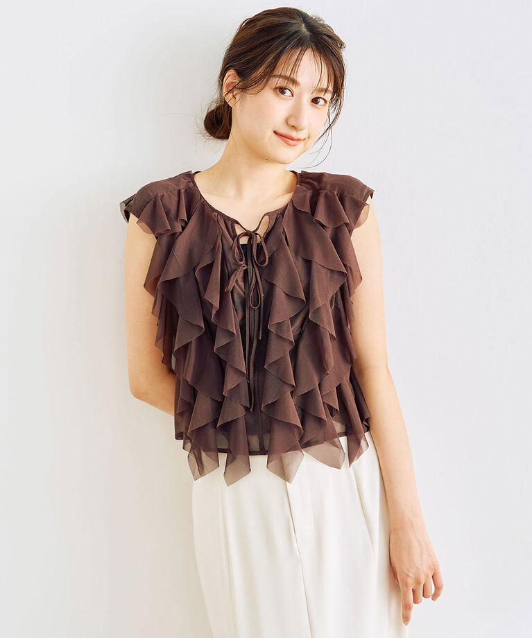 COCO DEAL「チュールラッフルトップス」|シャツ・ブラウス|