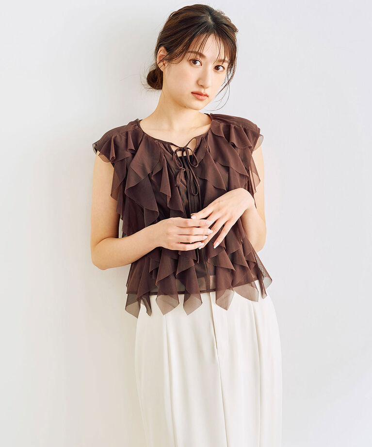 COCO DEAL「チュールラッフルトップス」|シャツ・ブラウス|