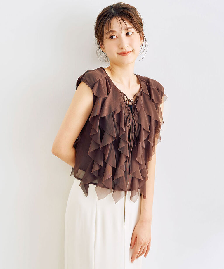 COCO DEAL「チュールラッフルトップス」|シャツ・ブラウス|