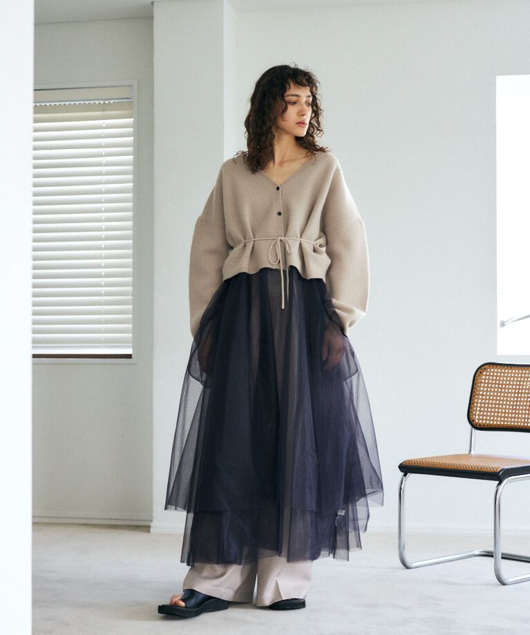 MOUSSY「チュール A LINE ドレス」|ワンピース|BLK