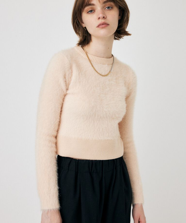 MOUSSY「CROPPED SHAGGY KNIT トップス」|ニット・セーター|