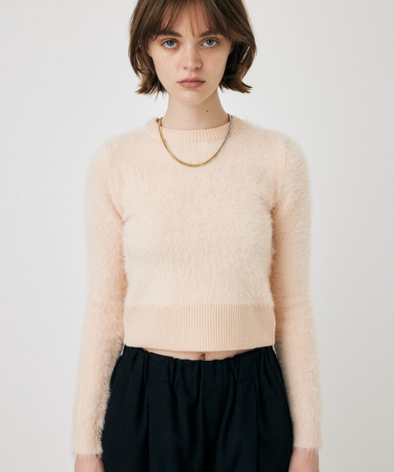 MOUSSY「CROPPED SHAGGY KNIT トップス」|ニット・セーター|