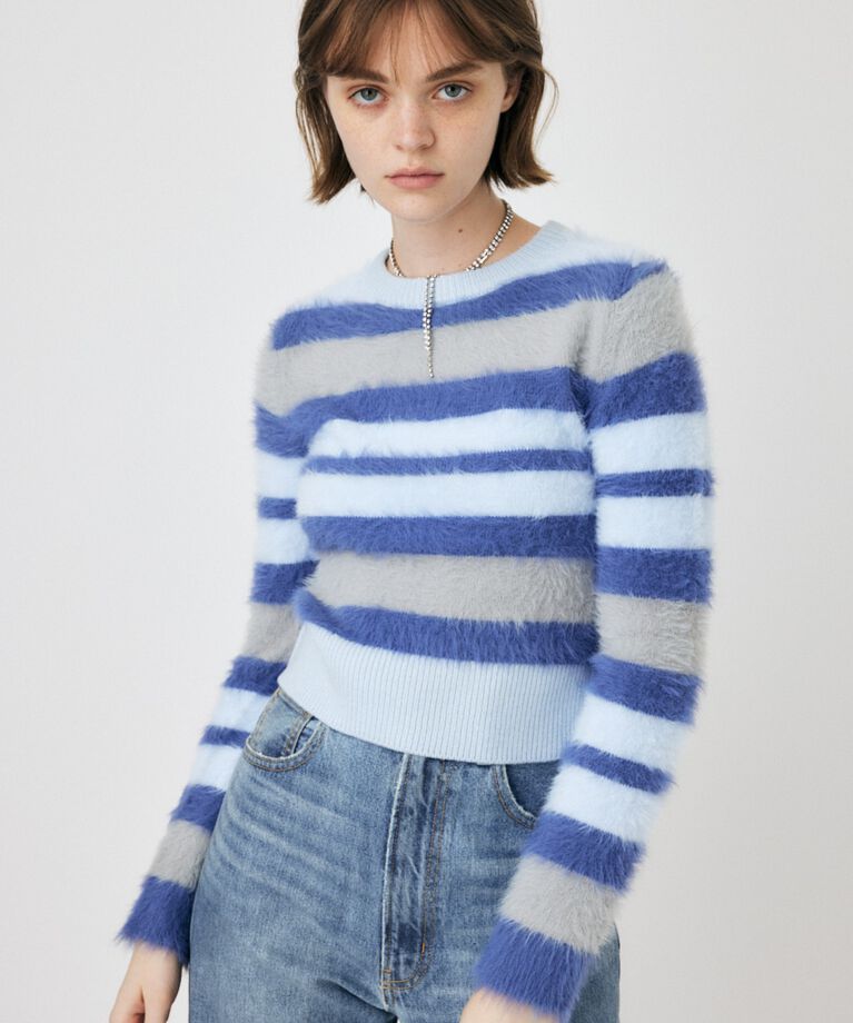 MOUSSY「CROPPED SHAGGY KNIT トップス」|ニット・セーター|