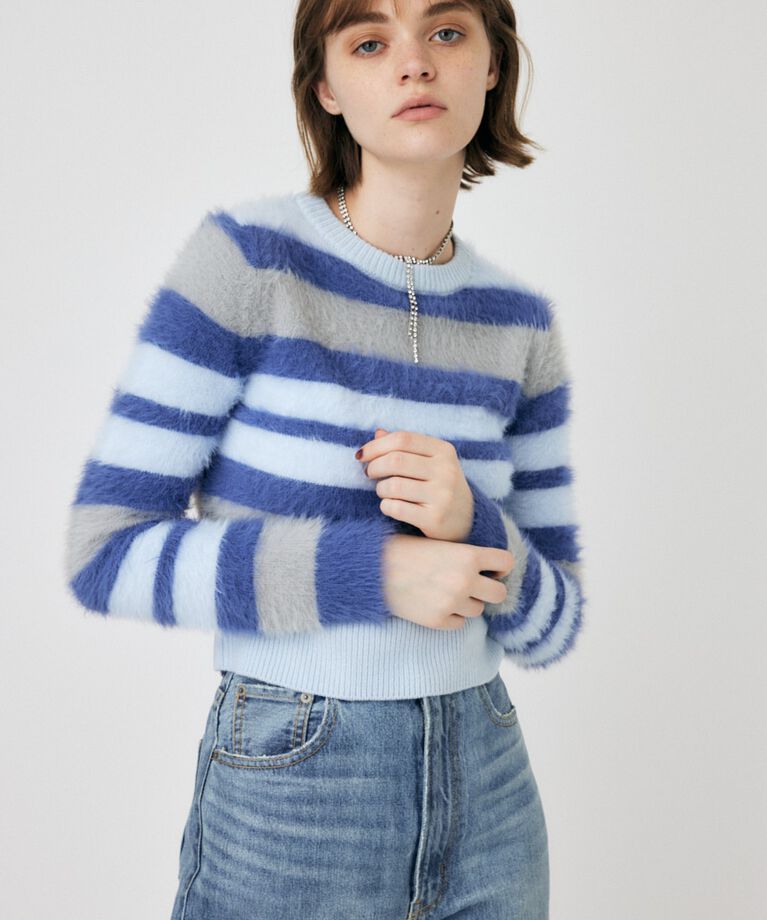 MOUSSY「CROPPED SHAGGY KNIT トップス」|ニット・セーター|