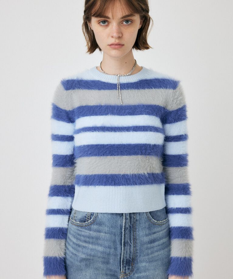 MOUSSY「CROPPED SHAGGY KNIT トップス」|ニット・セーター|