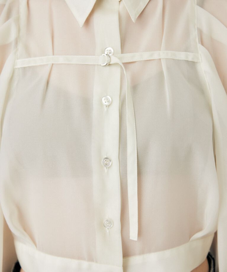 MOUSSY「SHEER TUCK SLEEVE ブラウス」|シャツ・ブラウス|