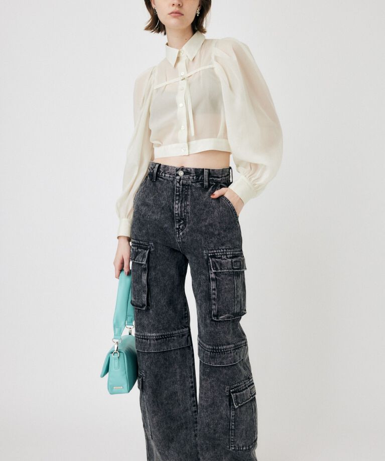 MOUSSY「SHEER TUCK SLEEVE ブラウス」|シャツ・ブラウス|
