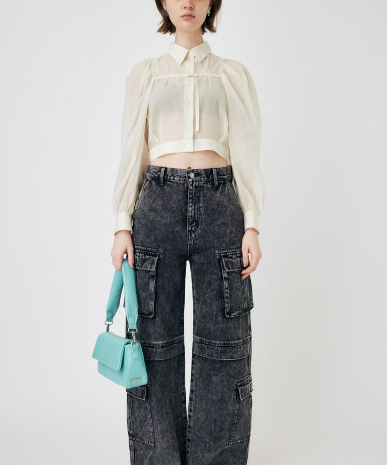MOUSSY「SHEER TUCK SLEEVE ブラウス」|シャツ・ブラウス|
