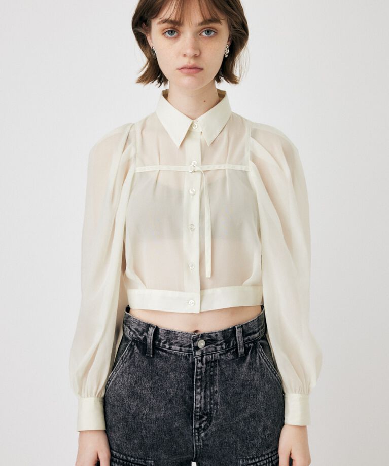 MOUSSY「SHEER TUCK SLEEVE ブラウス」|シャツ・ブラウス|