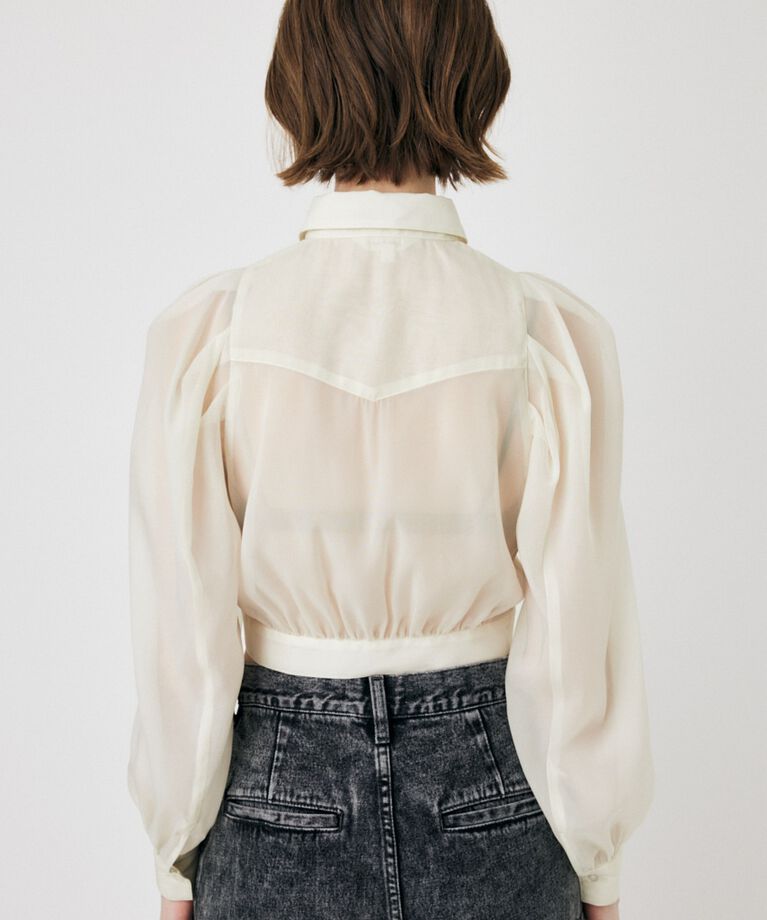 MOUSSY「SHEER TUCK SLEEVE ブラウス」|シャツ・ブラウス|