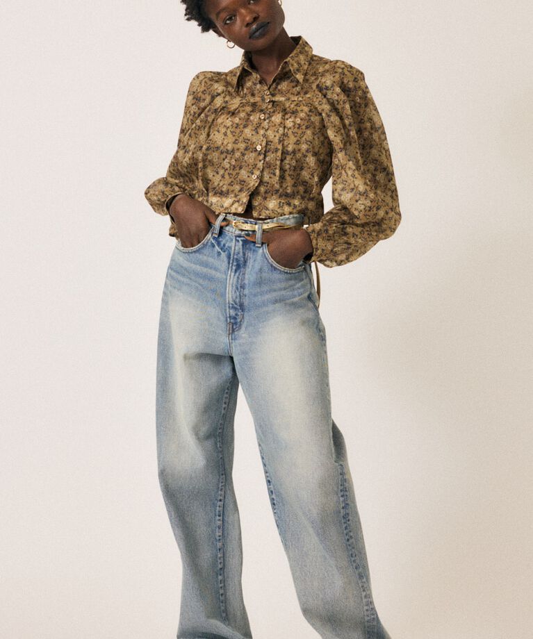 MOUSSY「SHEER TUCK SLEEVE ブラウス」|シャツ・ブラウス|