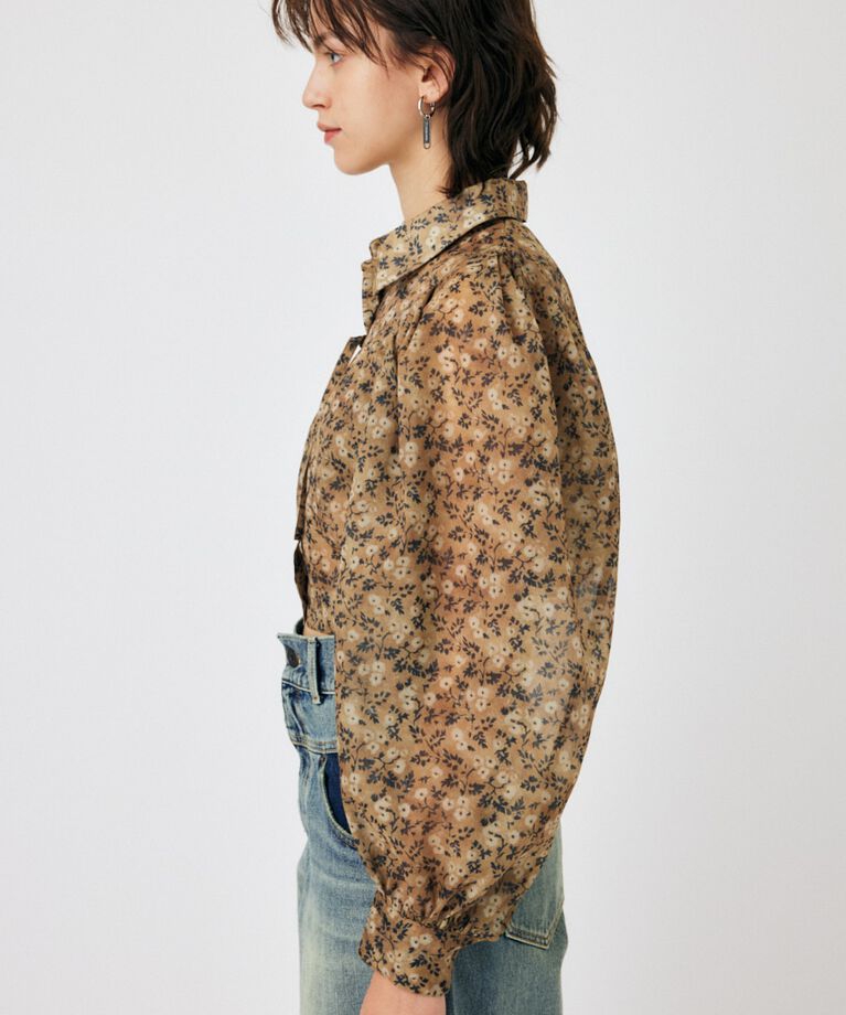 MOUSSY「SHEER TUCK SLEEVE ブラウス」|シャツ・ブラウス|