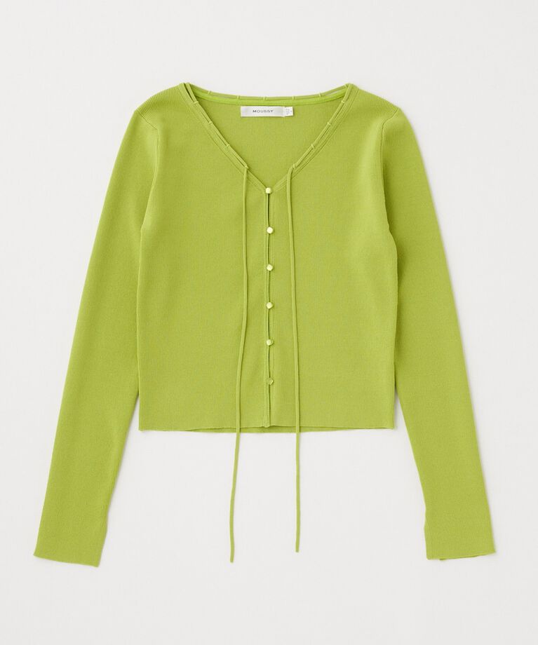 MOUSSY「LOOP ACCENT KNIT カーディガン」|カーディガン|L/GRN1