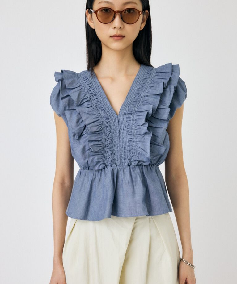 MOUSSY「SHOULDER フリルブラウス」|シャツ・ブラウス|