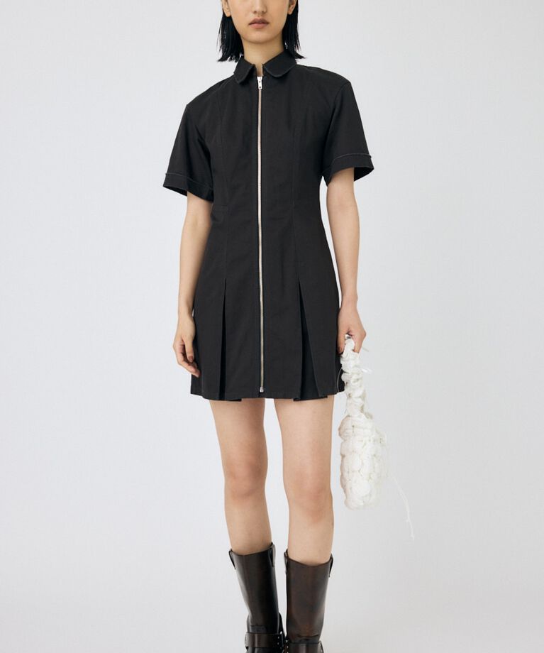MOUSSY「STITCH WORK FIT ミニドレス」|ワンピース|L/BLK1