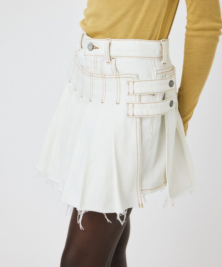 MOUSSY「PLEATS LAYERED ショーツ」|デニム|