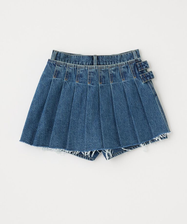 MOUSSY「PLEATS LAYERED ショーツ」|デニム|