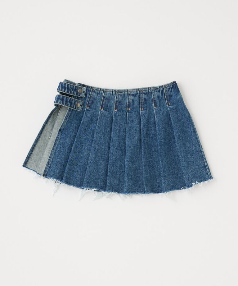 MOUSSY「PLEATS LAYERED ショーツ」|デニム|