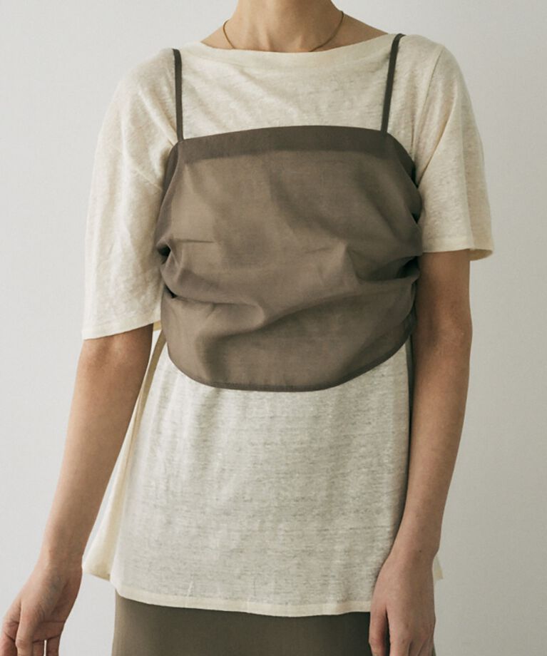 MOUSSY「吸湿､速乾性のある麻のｶｯﾄｿｰと透け感のあるｷｬﾐｿｰﾙの重ね着 」|Tシャツ・カットソー|
