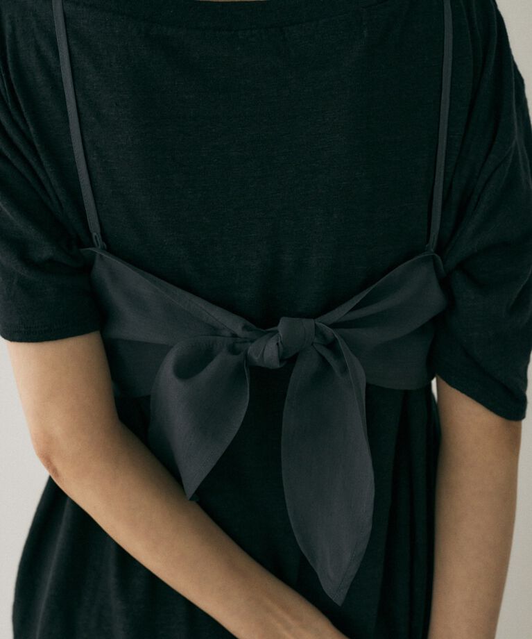 MOUSSY「吸湿､速乾性のある麻のｶｯﾄｿｰと透け感のあるｷｬﾐｿｰﾙの重ね着 」|Tシャツ・カットソー|