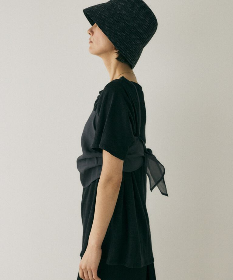 MOUSSY「吸湿､速乾性のある麻のｶｯﾄｿｰと透け感のあるｷｬﾐｿｰﾙの重ね着 」|Tシャツ・カットソー|