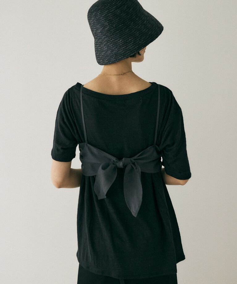 MOUSSY「吸湿､速乾性のある麻のｶｯﾄｿｰと透け感のあるｷｬﾐｿｰﾙの重ね着 」|Tシャツ・カットソー|