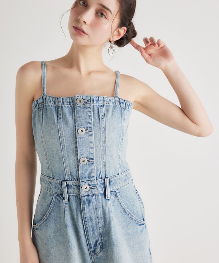 rienda「ビスチェライクDENIMロンパース」|その他|