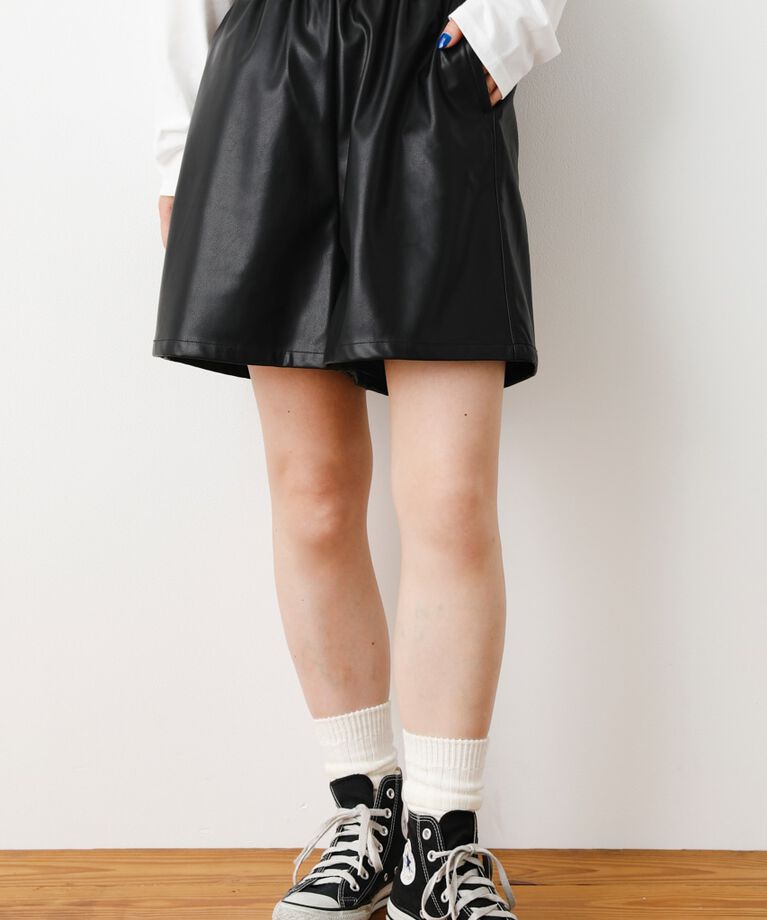 RODEO CROWNS「フェイクレザーキュロット」|その他|BLK