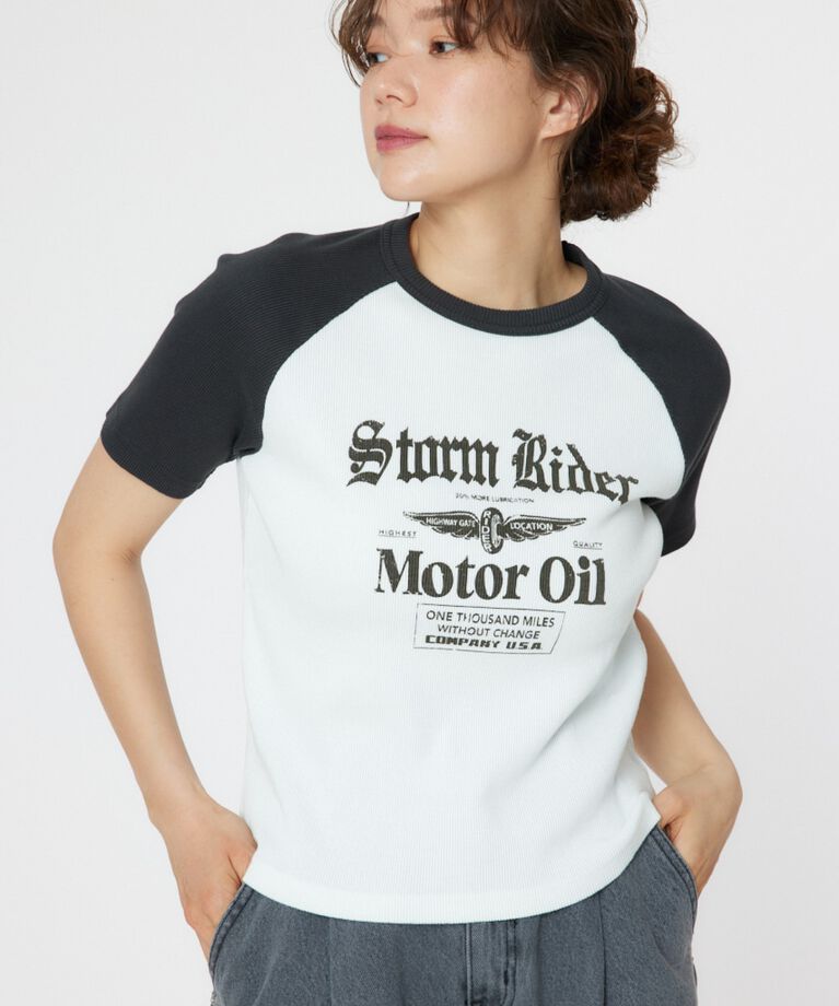 RODEO CROWNS「Riderラグランリブ Tシャツ」|Tシャツ・カットソー|O/WHT1
