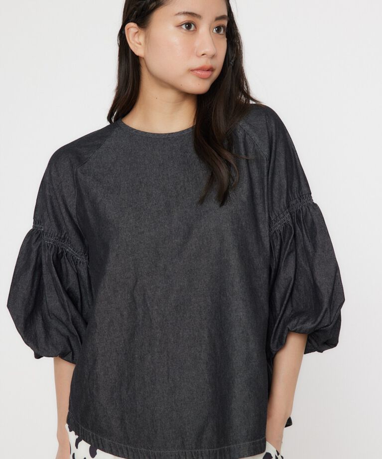 RODEO CROWNS「袖ボリュームバックリボントップス」|シャツ・ブラウス|BLK