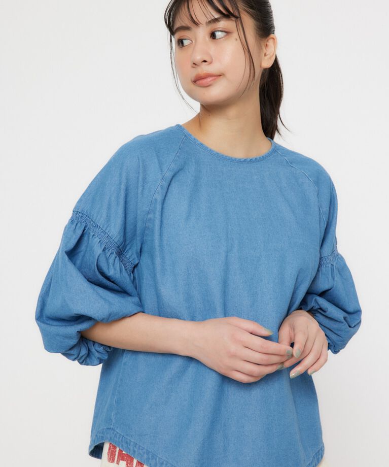 RODEO CROWNS「袖ボリュームバックリボントップス」|シャツ・ブラウス|BLU