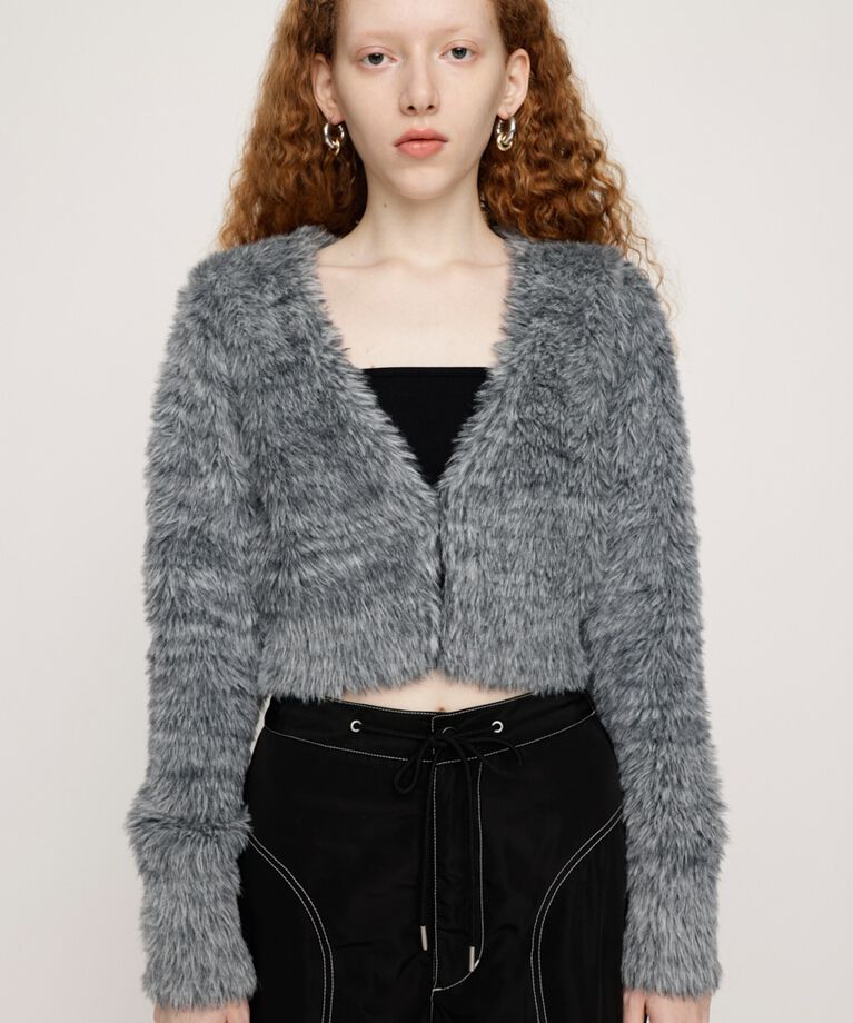SLY「MINKY CROPPED COMPACT カーディガン」|カーディガン|M/GRY7