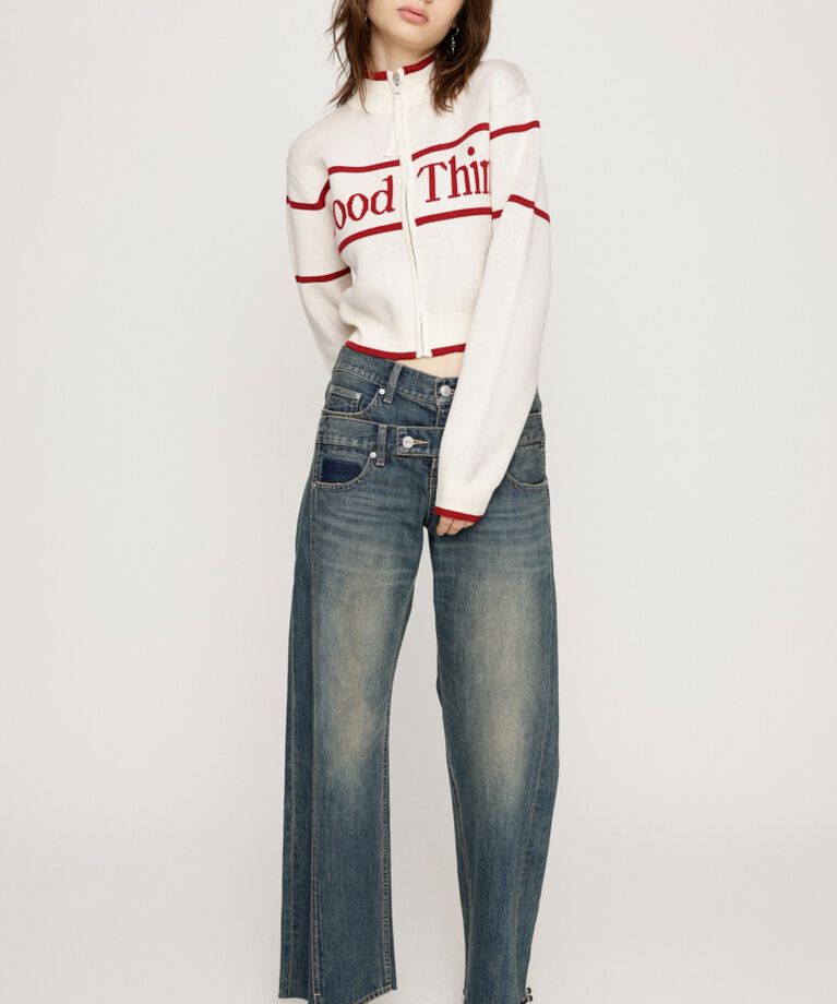 SLY「LINE LOGO ZIP カーディガン」|カーディガン|