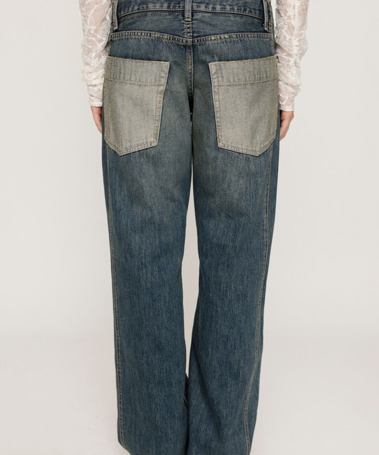 SLY「DOUBLE BELT WIDE FLARE PT-C」|デニム|
