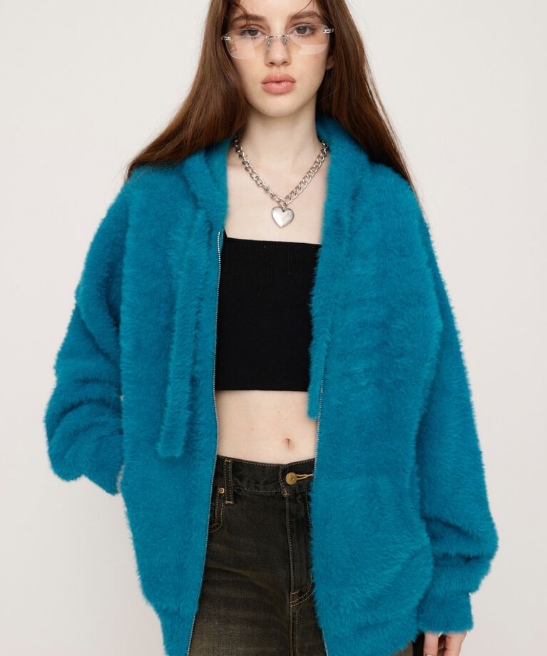 SLY「ZIP UP SHAGGY HOODIE」|パーカー|