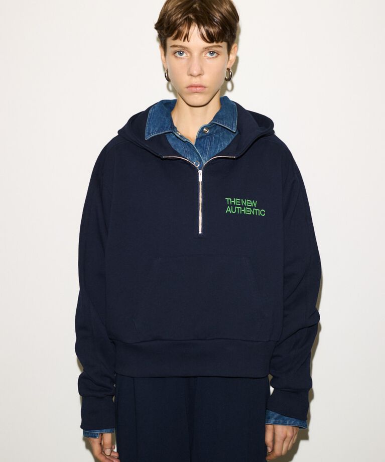 SLY「HALF ZIP COTTON SW HOODIE」|パーカー|