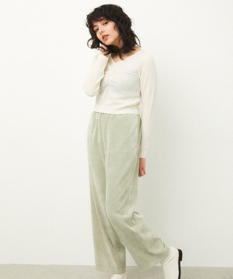 LAGUA GEM「CORDUROY ELASTIC WAIST PT」|その他|L/GRN1