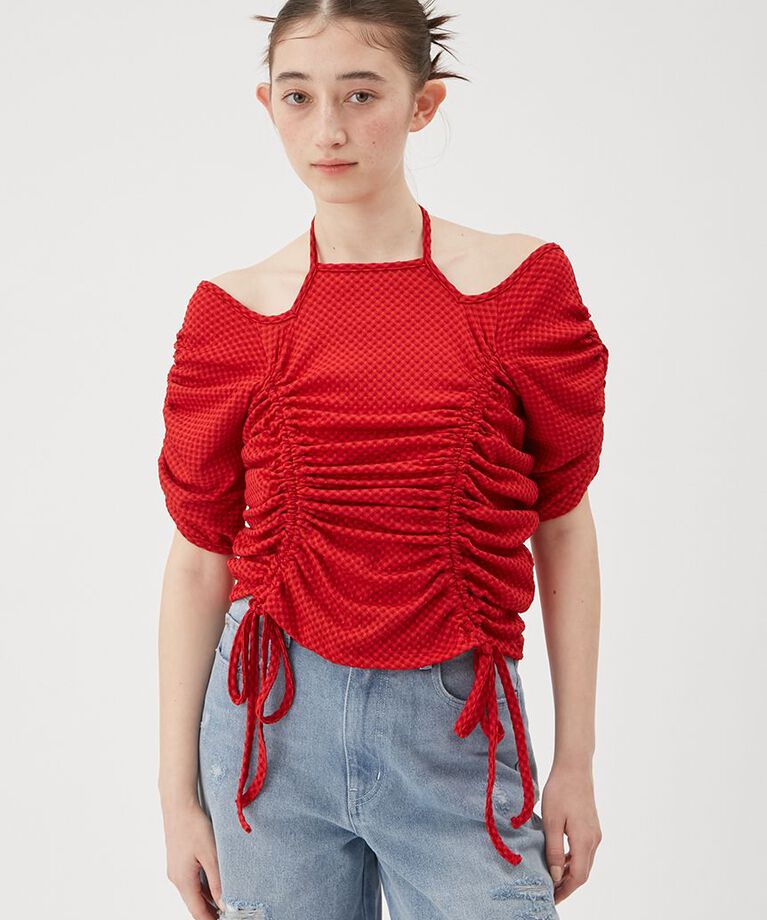 FURFUR「ランダムギャザーカットプルオーバー」|Tシャツ・カットソー|RED