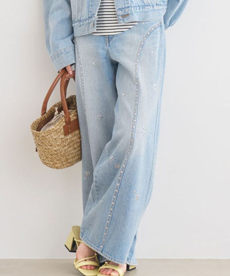 LILY BROWN「【WEB限定00サイズ】[L.B CANDY STOCK]ビジュースタッズワイドデニムパンツ」|デニム|LBLU