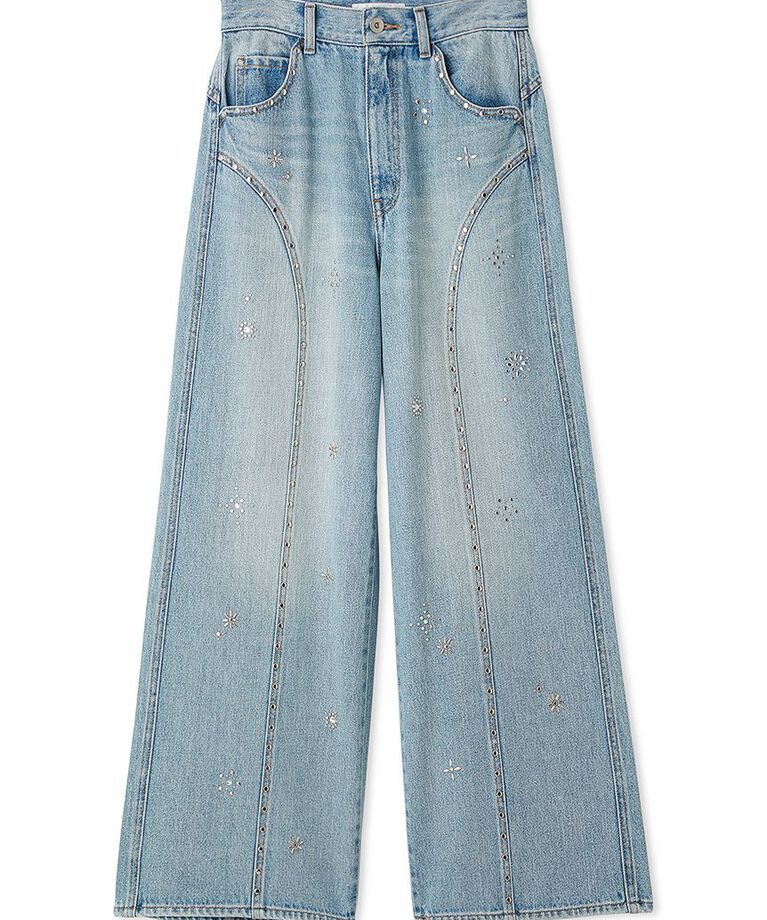 LILY BROWN「【WEB限定00サイズ】[L.B CANDY STOCK]ビジュースタッズワイドデニムパンツ」|デニム|