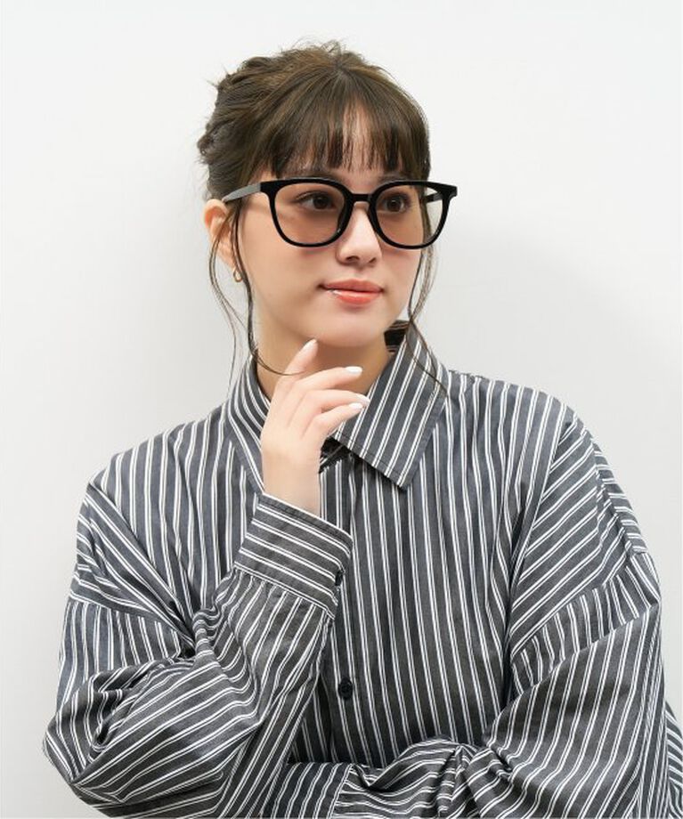  「【WEB限定】ウェリントン型 サングラス | 軽量 カラーレンズ トレンド 紫外線対策 UVカット 大きめサイズ」|サングラス|ブラック