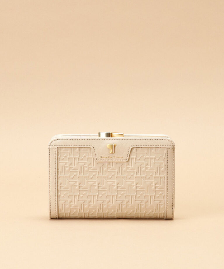 Samantha Thavasa「Pomme d'espoir ポムディスポワール 型押し口金折財布」|財布|ベージュ