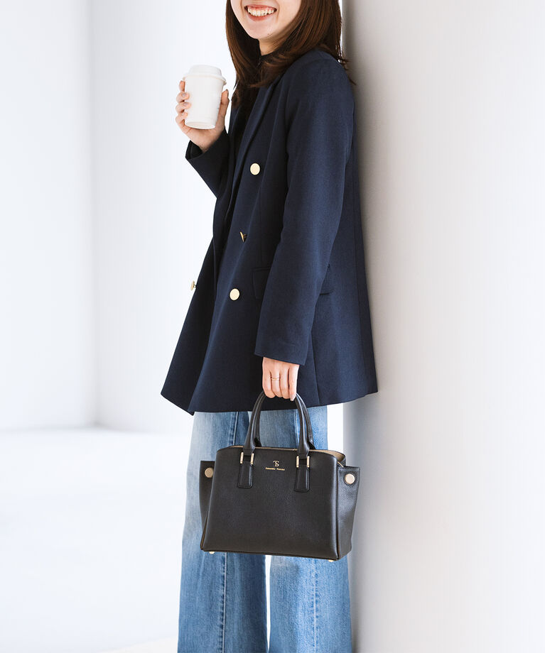 Samantha Thavasa「バイカラーレザー ハンドルバッグ」|ハンドバッグ|