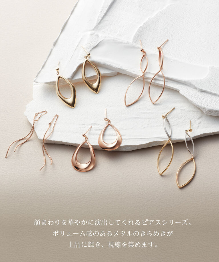 newme by Samantha Thavasa「K10 YG×WG コンビウェーブピアス」|ピアス|