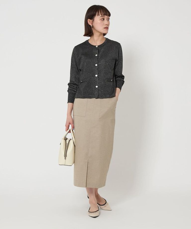 UNITED ARROWS green label relaxing「グロッシーラメ クルーネック ニット カーディガン -ウォッシャブル-」|カーディガン|