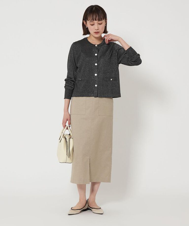 UNITED ARROWS green label relaxing「グロッシーラメ クルーネック ニット カーディガン -ウォッシャブル-」|カーディガン|