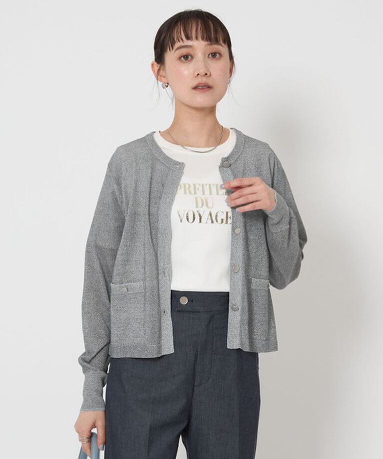 UNITED ARROWS green label relaxing「グロッシーラメ クルーネック ニット カーディガン -ウォッシャブル-」|カーディガン|