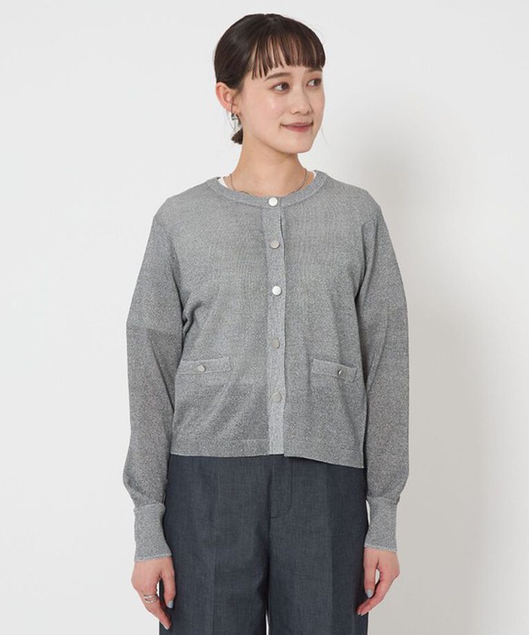 UNITED ARROWS green label relaxing「グロッシーラメ クルーネック ニット カーディガン -ウォッシャブル-」|カーディガン|