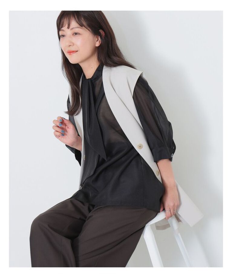 Demi-Luxe BEAMS 「Demi-Luxe BEAMS / オーガンジー リボンタイ ブラウス」|シャツ・ブラウス|BLACK